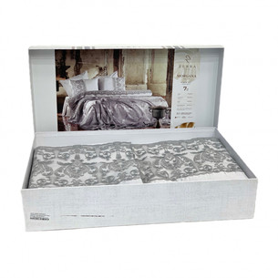 Постельное белье с покрывалом Zebra Casa MORGANA хлопковый сатин серый евро