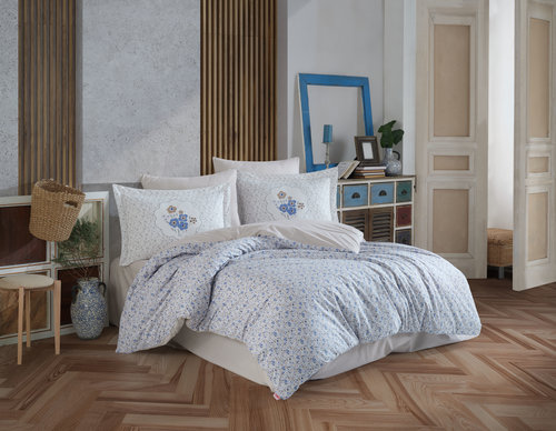 Постельное белье Hobby Home Collection LISA хлопковый поплин mavi 1,5 спальный, фото, фотография