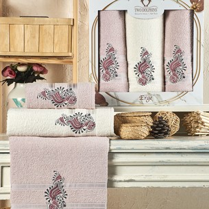Подарочный набор полотенец для ванной 50х90(2), 70х140(1) Two Dolphins ERGE хлопковая махра светло-розовый