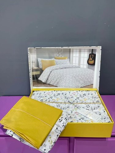 Постельное белье Maison Dor MELODY хлопковый ранфорс жёлтый 1,5 спальный, фото, фотография