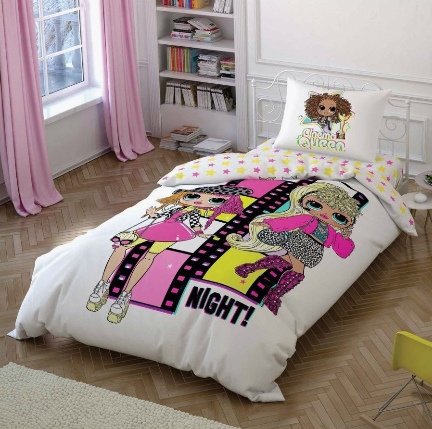 Детское постельное белье TAC LOL SURPRISE OMG хлопковый ранфорс 1,5 спальный, фото, фотография