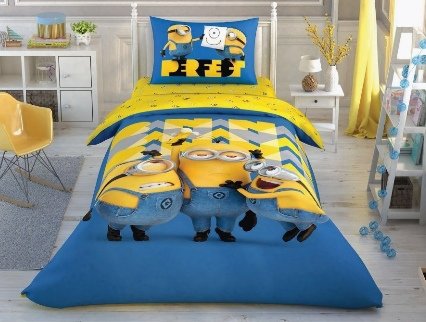 Детское постельное белье TAC MINIONS PERFECT хлопковый ранфорс 1,5 спальный, фото, фотография