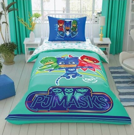 Детское постельное белье TAC PJ MASKS MOVE хлопковый ранфорс 1,5 спальный, фото, фотография