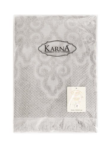 Полотенце для ванной Karna NEROLI хлопковая махра светло-серый 70х140, фото, фотография