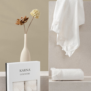 Подарочный набор полотенец для ванной 50х90 см (2 шт.) Karna COUNTRY хлопковая махра V4