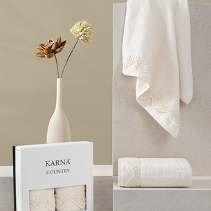 Подарочный набор полотенец для ванной 50х90 см (2 шт.) Karna COUNTRY хлопковая махра V7