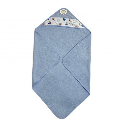 Детское полотенце-уголок Karven BASKILI KUNDAK хлопковая махра синий V2 90х90, фото, фотография