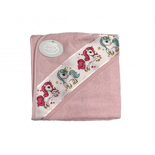 Детское полотенце-уголок Karven BASKILI KUNDAK хлопковая махра розовый V1 90х90, фото, фотография
