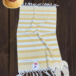 Пляжное полотенце, парео, палантин (пештемаль) Karven H 3275 хлопок V1 жёлтый 100х150