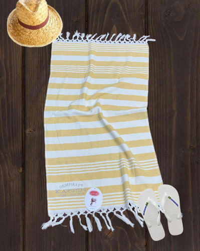 Пляжное полотенце, парео, палантин (пештемаль) Karven H 3275 хлопок V1 жёлтый 100х200, фото, фотография
