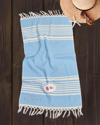 Пляжное полотенце, парео, палантин (пештемаль) Karven H 3275 хлопок V2 голубой 100х200, фото, фотография