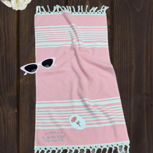Пляжное полотенце, парео, палантин (пештемаль) Karven H 3275 хлопок V2 розовый 100х200