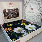 Постельное белье TAC PREMIUM DIGITAL MOLLY хлопковый сатин делюкс чёрный+чайная роза 1,5 спальный, фото, фотография