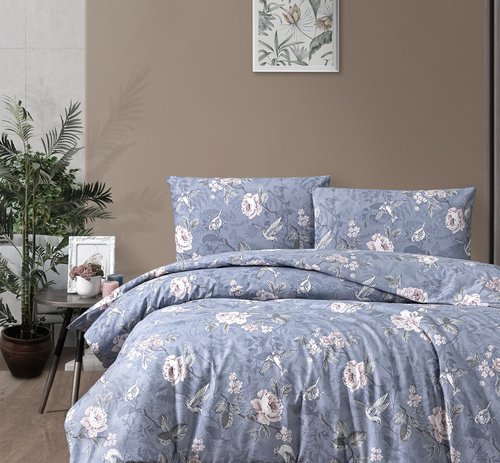 Постельное белье DO&CO RANFORCE IBIZA хлопковый ранфорс светло-синий 1,5 спальный, фото, фотография