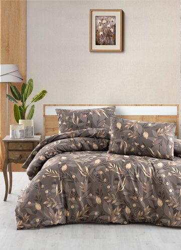 Постельное белье DO&CO RANFORCE KAREL хлопковый ранфорс коричневый 1,5 спальный, фото, фотография