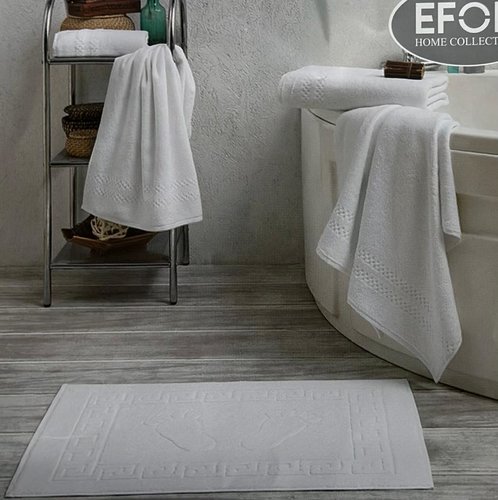 Набор полотенец для ванной с ковриком 3 пр. Efor BEYAZ OTEL хлопковая махра белый, фото, фотография