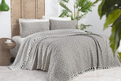 Покрывало пике с наволочками Sarev CHALKY хлопок бежевый 160х240, фото, фотография