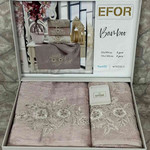 Подарочный набор полотенец для ванной 50х90, 70х140 Efor ROSE V3 бамбуковая махра сухая роза, фото, фотография