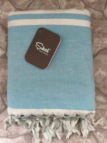 Пляжное полотенце, парео, палантин (пештемаль) Sikel SULTAN хлопок синий 100х150, фото, фотография