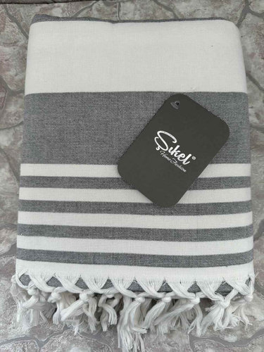 Пляжное полотенце, парео, палантин (пештемаль) Sikel SULTAN хлопок тёмно-серый 100х150, фото, фотография