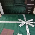 Постельное белье Ecosse SATIN JAKARLI DAMASK хлопковый сатин-жаккард тёмно-зелёный евро, фото, фотография