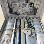 Постельное белье без пододеяльника с покрывалом пике Istanbul Home Collection MARINE CALIFORNIA хлопковый ранфорс 1,5 спальный, фото, фотография