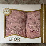 Подарочный набор полотенец для ванной 50х90, 70х140 Efor ANGEL хлопковая махра тёмно-розовый, фото, фотография