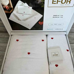 Подарочный набор полотенец для ванной 50х90, 70х140 Efor СЕРДЦЕ хлопковая махра белый+красный, фото, фотография