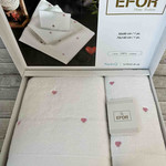 Подарочный набор полотенец для ванной 50х90, 70х140 Efor СЕРДЦЕ хлопковая махра белый+розовый, фото, фотография