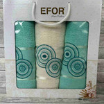 Подарочный набор полотенец для ванной 50х90(2), 70х140(1) Efor NOKTALI DAIRE хлопковая махра бирюзовый, фото, фотография