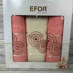 Подарочный набор полотенец для ванной 50х90(2), 70х140(1) Efor NOKTALI DAIRE хлопковая махра персиковый, фото, фотография