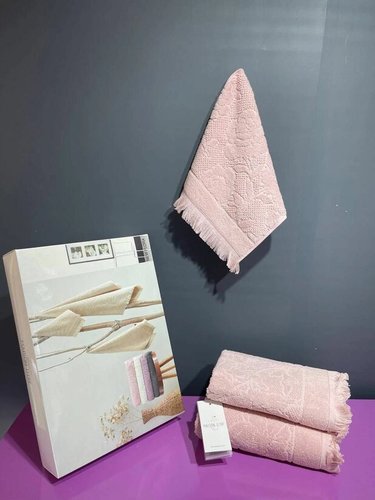 Подарочный набор полотенец для ванной 3 пр. Maison Dor NEW FLORA хлопковая махра грязно-розовый, фото, фотография