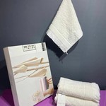 Подарочный набор полотенец для ванной 3 пр. Maison Dor NEW FLORA хлопковая махра кремовый, фото, фотография