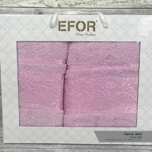 Подарочный набор полотенец для ванной 50х90, 70х140 Efor BOTANIK хлопковая махра розовый
