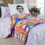 Постельное белье подростковое Hobby Home Collection WOW! хлопковый поплин multicolor 1,5 спальный, фото, фотография