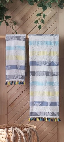 Пляжное полотенце, парео, палантин (пештемаль) Sarev MAI хлопок beyaz 80х160, фото, фотография