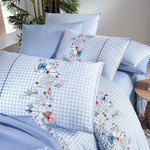 Постельное белье с покрывалом Sarev EVA BELLA хлопковый поплин mavi 1,5 спальный, фото, фотография