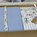 Постельное белье с покрывалом Sarev EVA BELLA хлопковый поплин mavi 1,5 спальный, фото, фотография