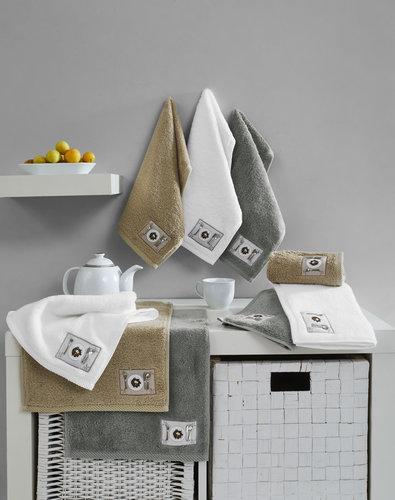 Набор кухонных полотенец в подарочной упаковке 32х50 3 шт. Soft Cotton KITCHEN хлопковая махра серый, фото, фотография