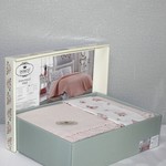 Постельное белье с покрывалом DO&CO PETEK хлопковый ранфорс розовый евро, фото, фотография