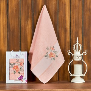 Полотенце для ванной в подарочной упаковке Merzuka DREAMS FLOWER хлопковая махра оранжевый 50х90