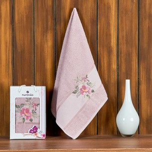 Полотенце для ванной в подарочной упаковке Merzuka DREAMS FLOWER хлопковая махра светло-розовый 50х90