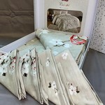 Постельное белье TAC PREMIUM DIGITAL FIONA хлопковый сатин делюкс бежевый семейный, фото, фотография