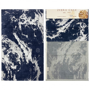 Набор ковриков для ванной прямоугольных 50х70 см, 70х120 см Zebra Casa VERONICA хлопок белый+тёмно-синий+серый