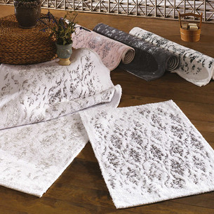 Набор ковриков для ванной прямоугольных 50х70 см, 70х120 см Zebra Casa KERRY хлопок белый+серый