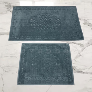 Набор ковриков для ванной прямоугольных 50х60 см, 60х100 см Karven OSMANLI хлопковая махра тёмно-серый