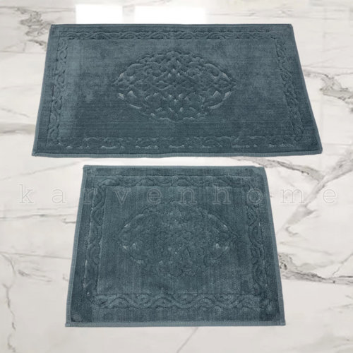 Набор ковриков для ванной прямоугольных 50х60 см, 60х100 см Karven OSMANLI хлопковая махра тёмно-серый, фото, фотография