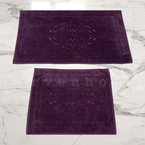 Набор ковриков для ванной прямоугольных 50х60 см, 60х100 см Karven OSMANLI хлопковая махра фиолетовый, фото, фотография