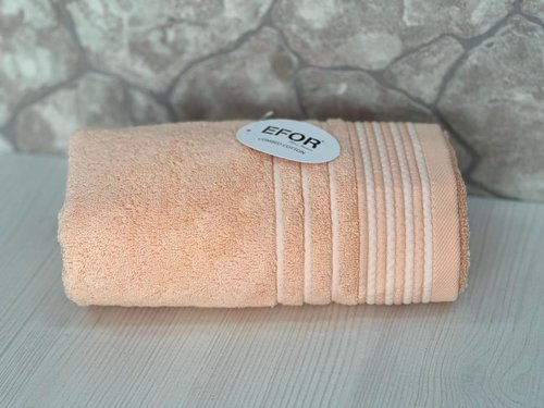 Полотенце для ванной Efor хлопковая махра персиковый 70х140, фото, фотография
