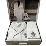 Подарочный набор с халатом Maison Dor ROYAL CROWN хлопковая махра белый L, фото, фотография